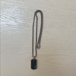 David Yurman Black Onyx dog tag with chain